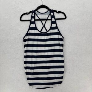 J Crew New Balance Wide Navy and White Strip Medium Tank Top